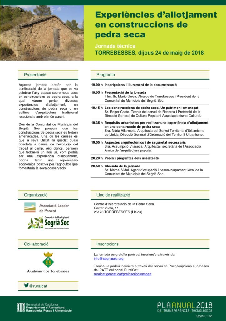 Jornada tècnica “Experiències d’allotjament en construccions de pedra seca”
