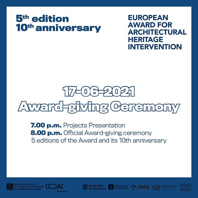 DISPONIBLE EL VÍDEO DE LA CEREMÒNIA DE LLIURAMENT DE LA 5a EDICIÓ DEL PREMI EUROPEU D’INTERVENCIÓ EN EL PATRIMONI ARQUITECTÒNIC